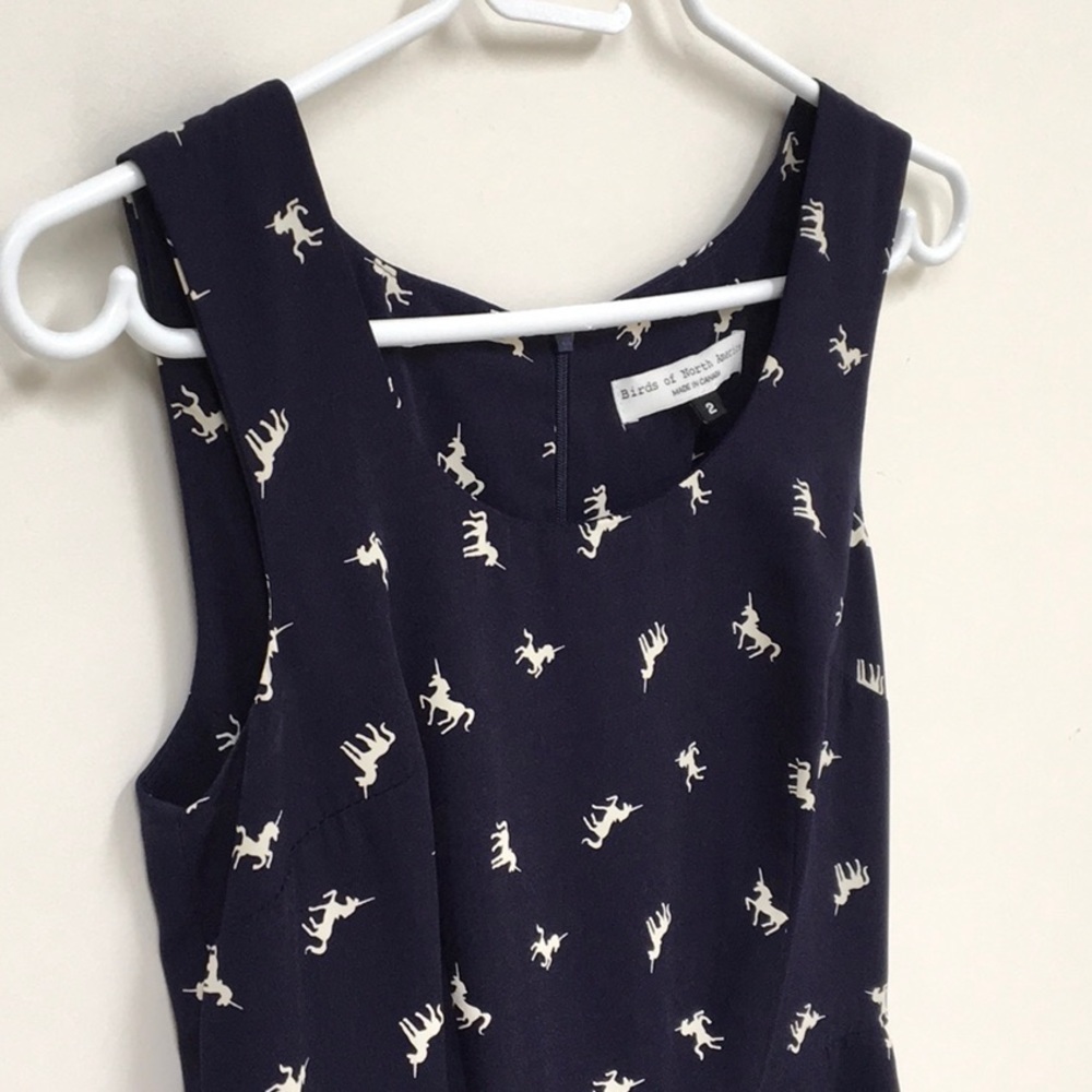 NWOT Birds of North America Unicorn Navy Dress Sz2